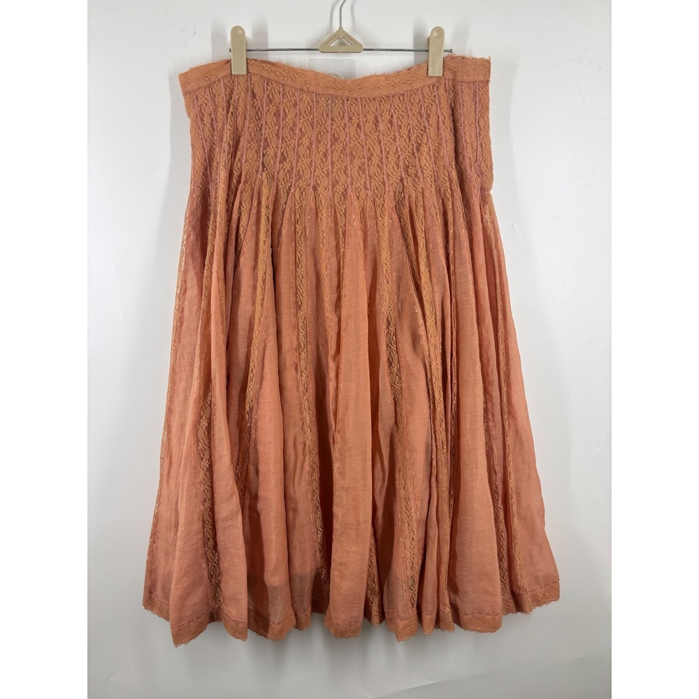 Grace Dane Lewis Pink Lace Midi Skirt Cotton Lined Boho Cottagecore 12